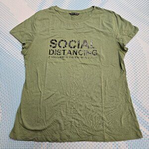Shein Women's Green T-Shirt W Texts In The Front Size XL